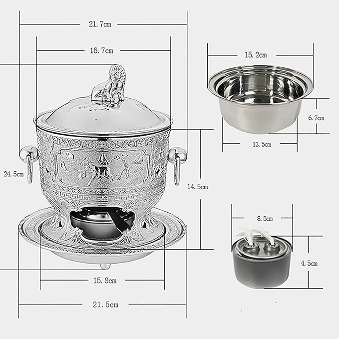 Olla Buffet Calienta Comida Redonda Acero Inoxidable Dntum miniatura 2