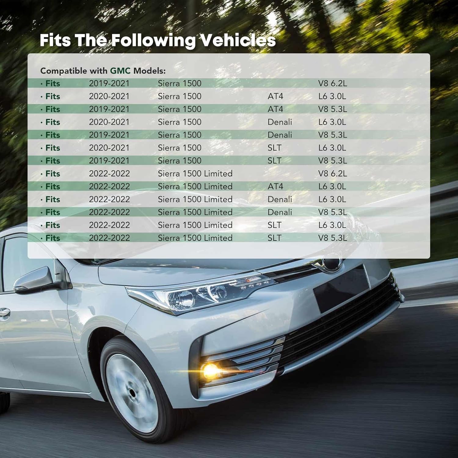 YHTAUTO Fog Light Bezel Fits GMC Sierra 1500 2019-2021 Sierra 1500 Limited 2022, Front Bumper Fog Light Cover Trim Left Driver Side