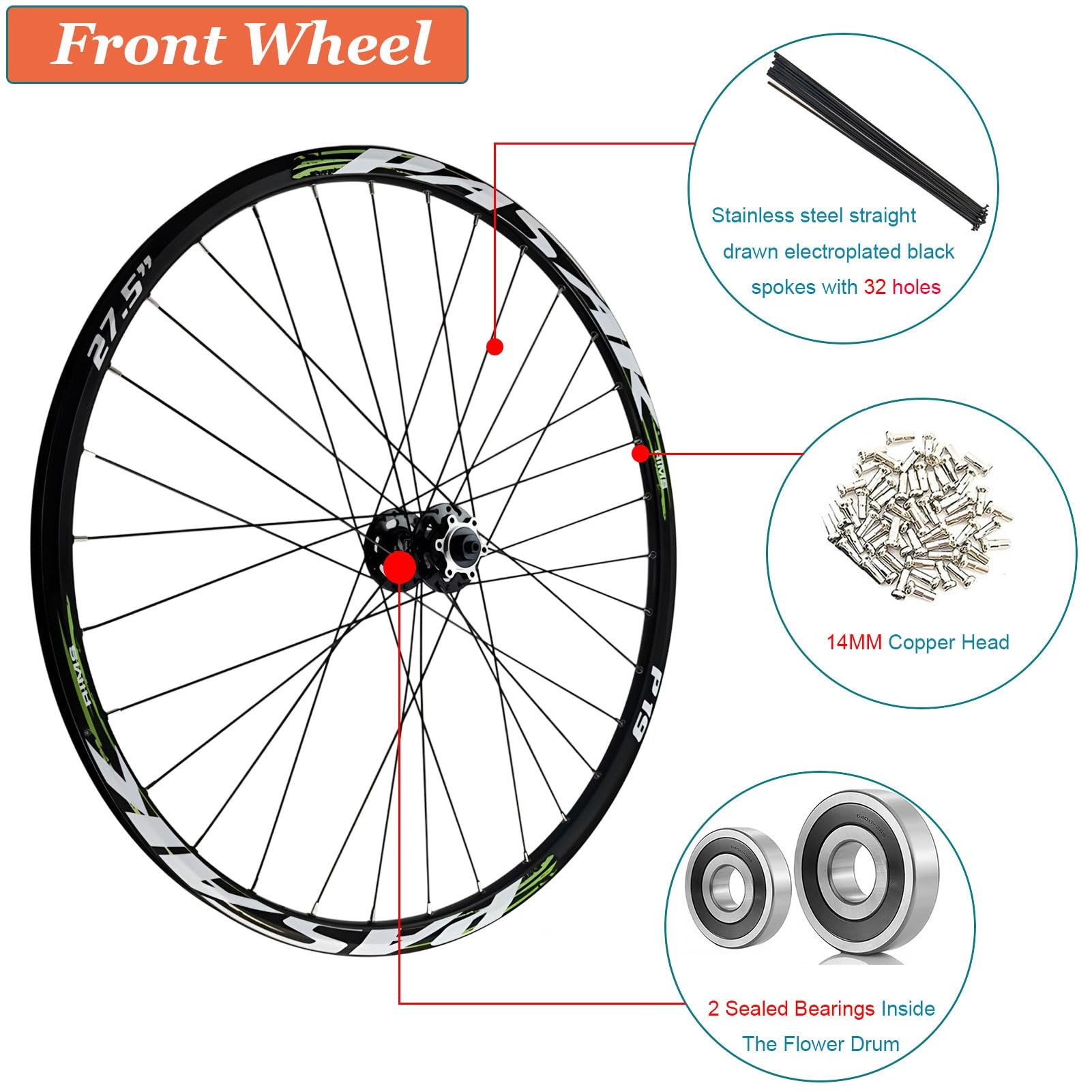 AuroraXQ Zestaw kół do roweru górskiego 66 77,5 69 cm, hamulec tarczowy ze stopu aluminium, koła piasty HG, kompatybilność z szybkim zwalnianiem, 7-12 prędkości i opona 3,5-6,5 cm (fioletowe, 66 cm)