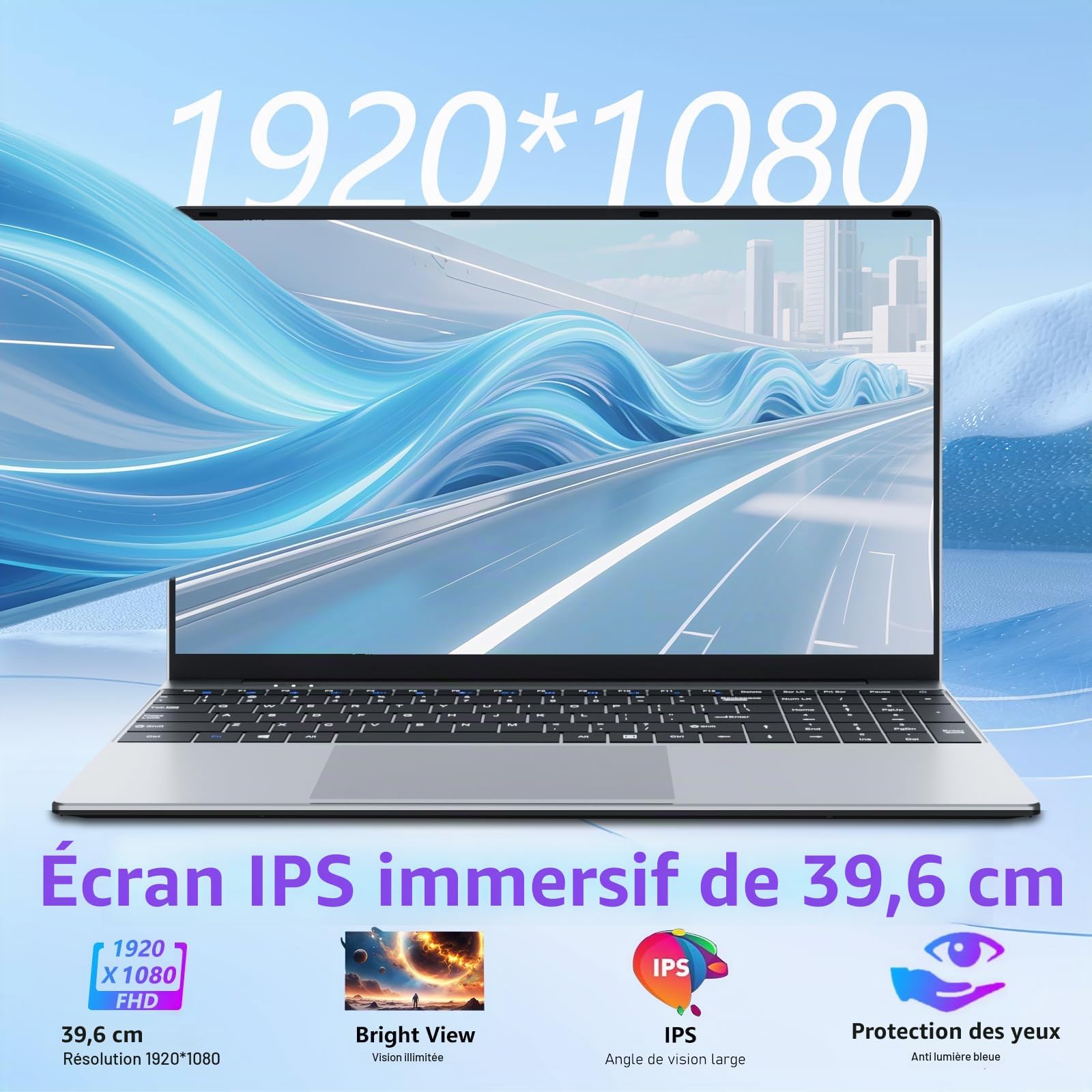 15,6 Pouces Ordinateur Portable avec Core i5 7Y54 Processeur, 16 Go RAM et 512 Go SSD, Win 11 Office 365 PC Portable 1920*1080 IPS FHD Écran, Laptop avec Clavier Rétroéclairé WIFI5 Mini-HDMI USB3.0