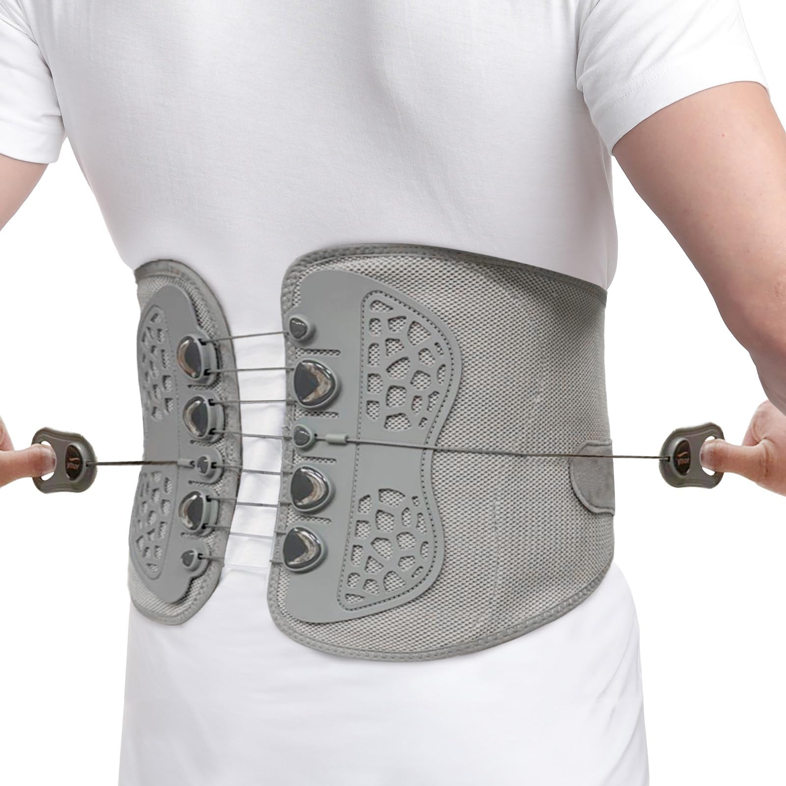 TYNOR Lacepull L.S. Belt, for Lower Back Support | Adjustable Lumbar Spine Brace for Posture Correction, Men & Women | For Daily Use, Pain Relief & Recovery | Pack of 1 (Grey, XL/Large)