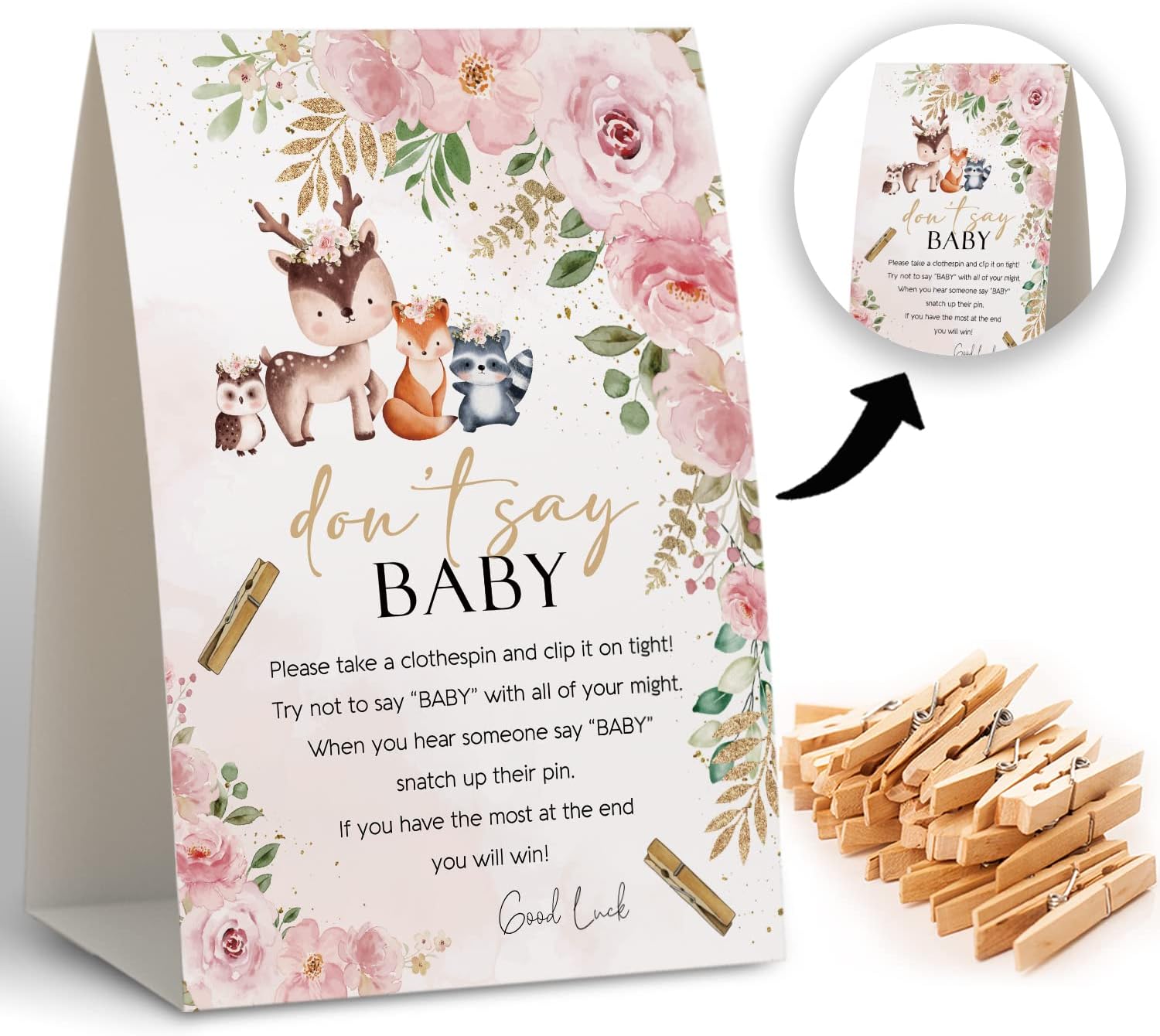 Don't Say Baby Clothespin Games,Greenery Animals Baby