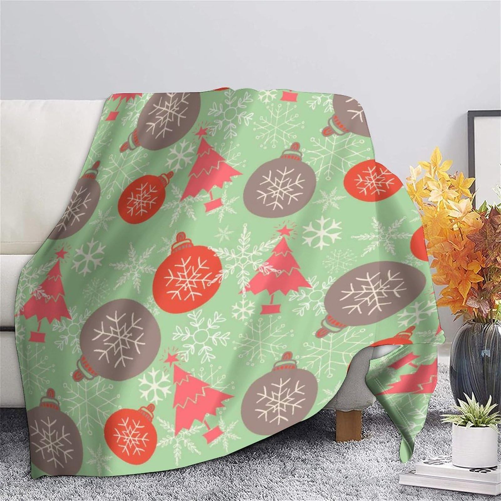 Navideño Decoración Manta Impresa 3D Microfibra Hogar Plaid Navidad Sofá Dormitorio 80x90inch(200x230cm)