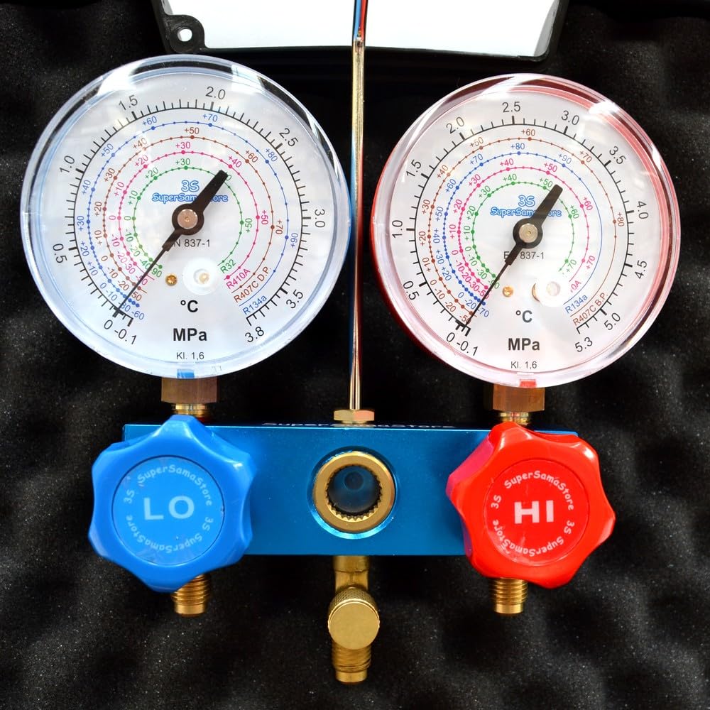 Prodotti kit - einstufige vakuumpumpe mit 42 litern und elektroventil + universelles 2-wege-manometer-set