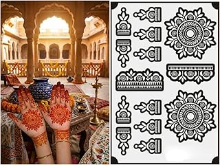 Heena Mehandi Tatto Stencil Set for | Hand | Body | Fingure | Face | Heena Art Temporary Tatto for Kids, Girls &amp; Women, De...