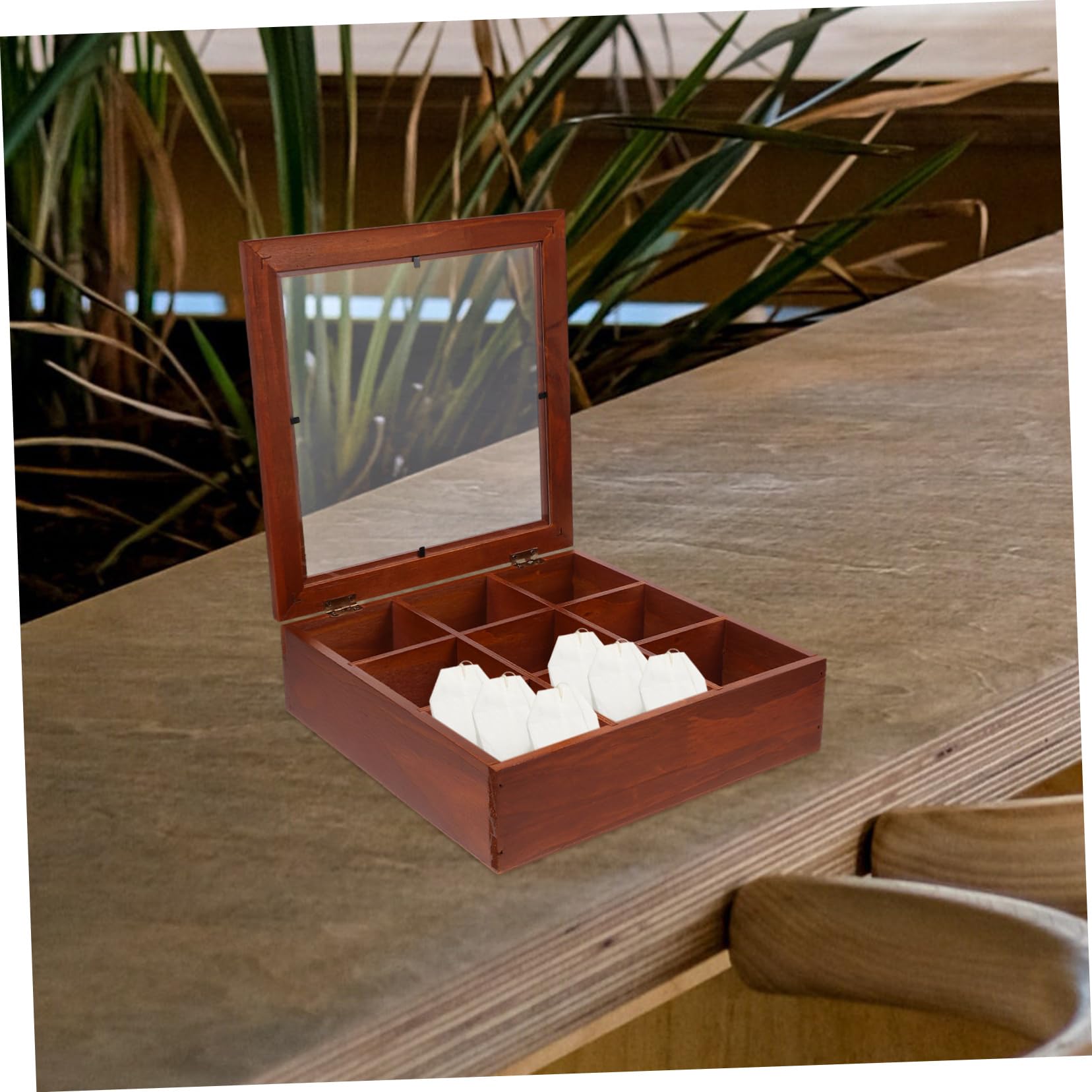 GLEAVI Holzfach Teebeutel Organizer Box Für Teebeutel Kaffeestation Aufbewahrungsbox Mit Mehreren Fächern Kompakt Und Leicht