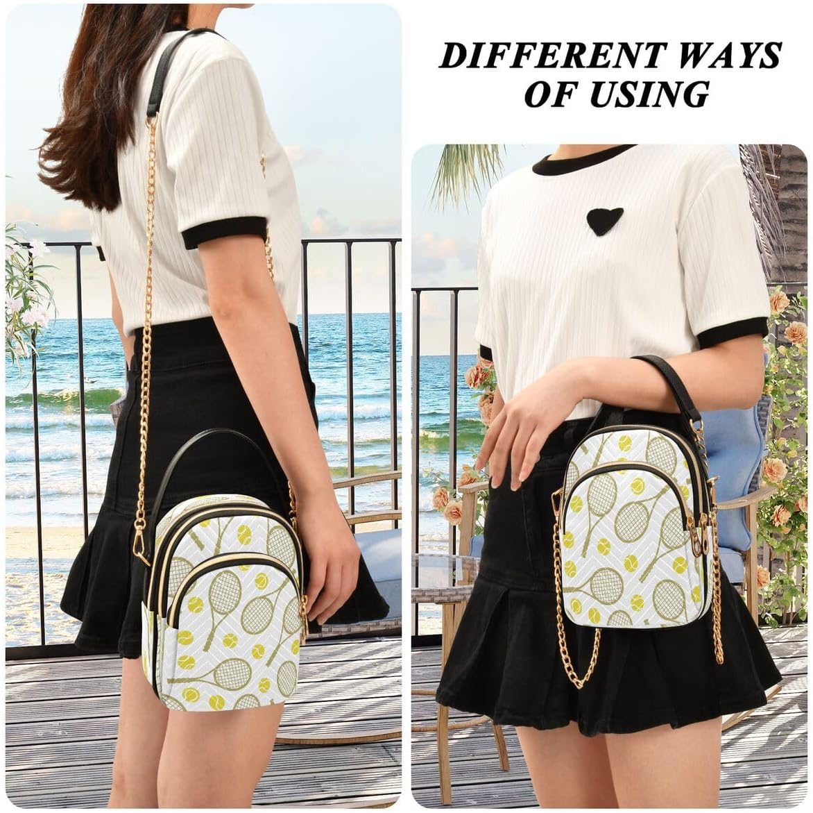 ALAZA Tennis Ball White Crossbody Bag Small Shoulder Handbags Leather Purse for Women - Image 2