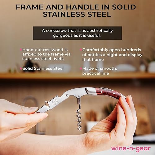 Miniatura 5 de Prestige Waiters - Abridor de botellas de vino de Coutale Sommelier - Palisandro - Abridor de vino de doble palanca patentado francés - Gran