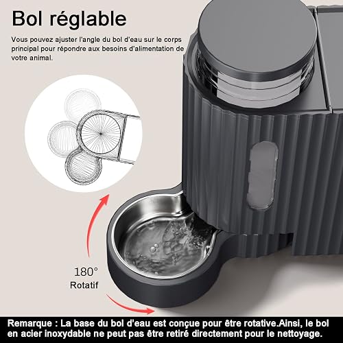 Gardner Pet Distributore 2 in 1 Cibo e Acqua Gatti 3L*2, Grigio Scuro - 4