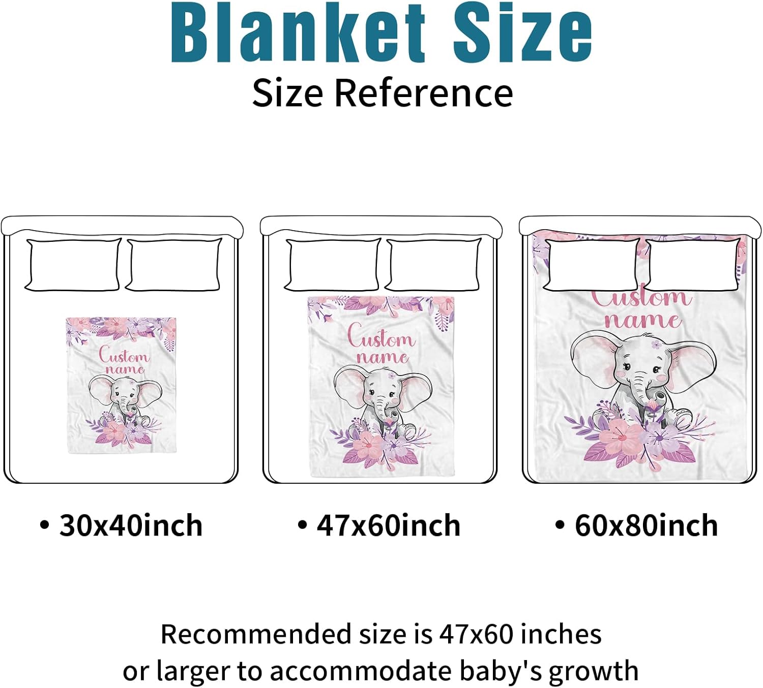 Custom Girl Crib Bedding Set for Infant Baby, Personalized Name Nursery Decor Elephant Baby Blanket Fitted Crib Sheet Changing Pad Cover 3 Pcs, from Parents