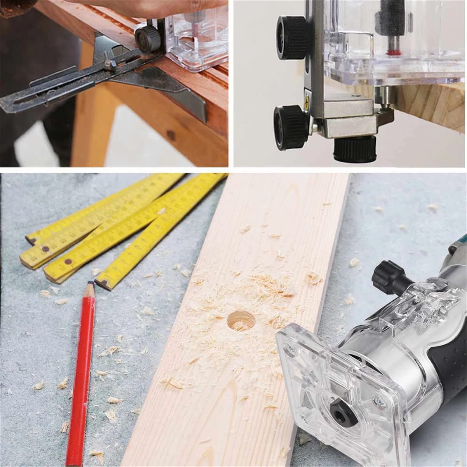 Bovenfrees, trimmer, eenhandsfrees, kantenfrees, houtfrees, multifunctionele frees, hardmetalen frees, 6,35 mm, set compacte router, elektrisch, bovenfrees, randfrees