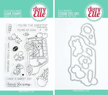 Avery Elle - Sweet Day - Ice Cream Truck - Clear Stamps and Dies Set - 2 Item Bundle