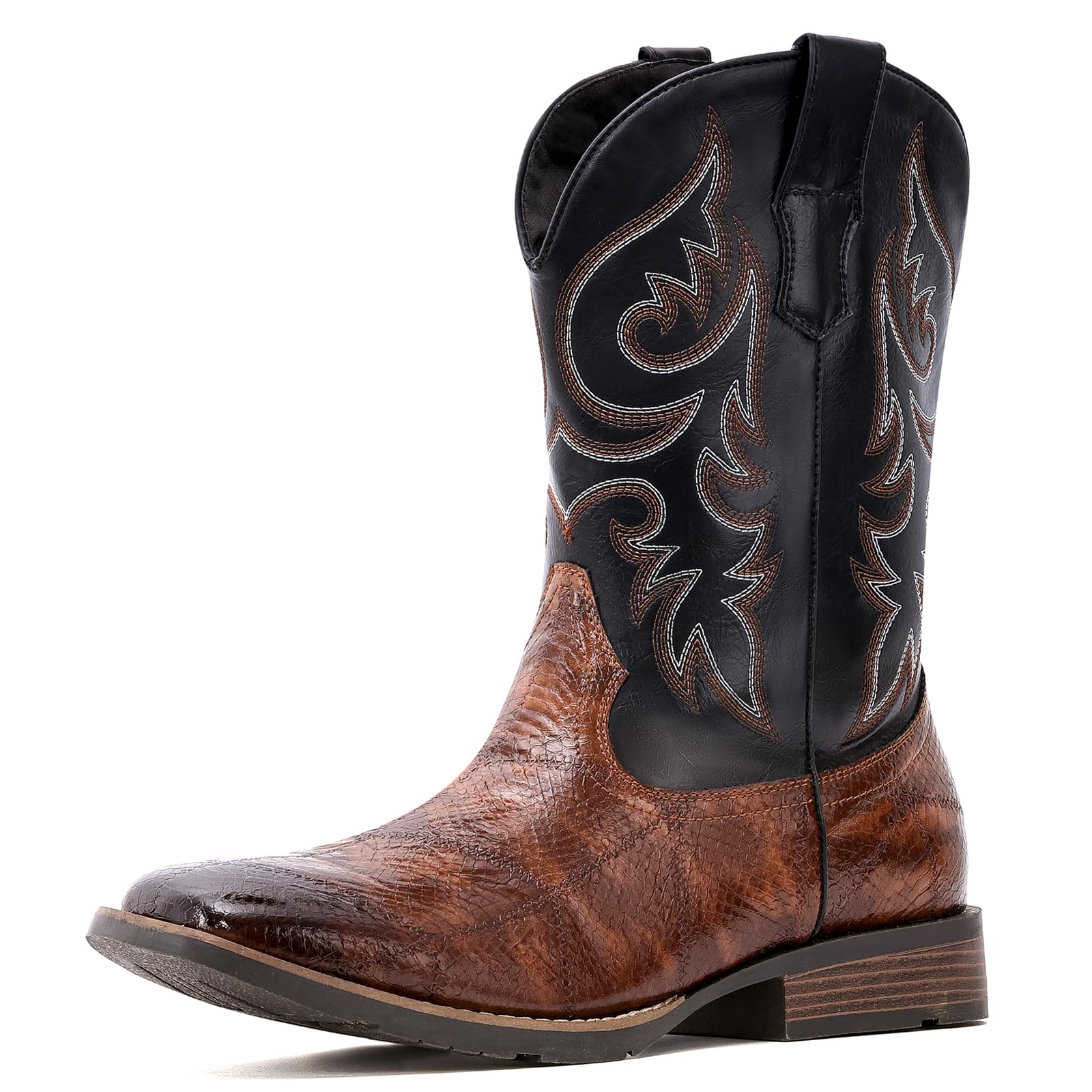 Cowboy Boots Men Square Toe Western Boots Durable Classic Embroidered boot Pull On Slip Resistant Boot-image-34