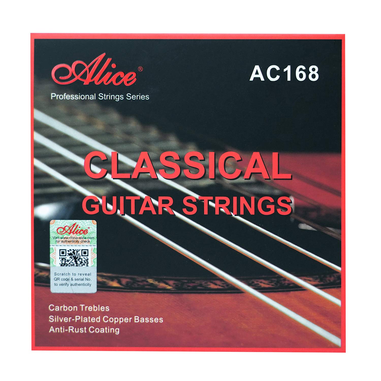 Alice Classical Guitar Strings Set - .023-.043 Normal Tension Carbon Trebles and Silver Plated Copper Winding with Anti-rust Coating( AC168- N)