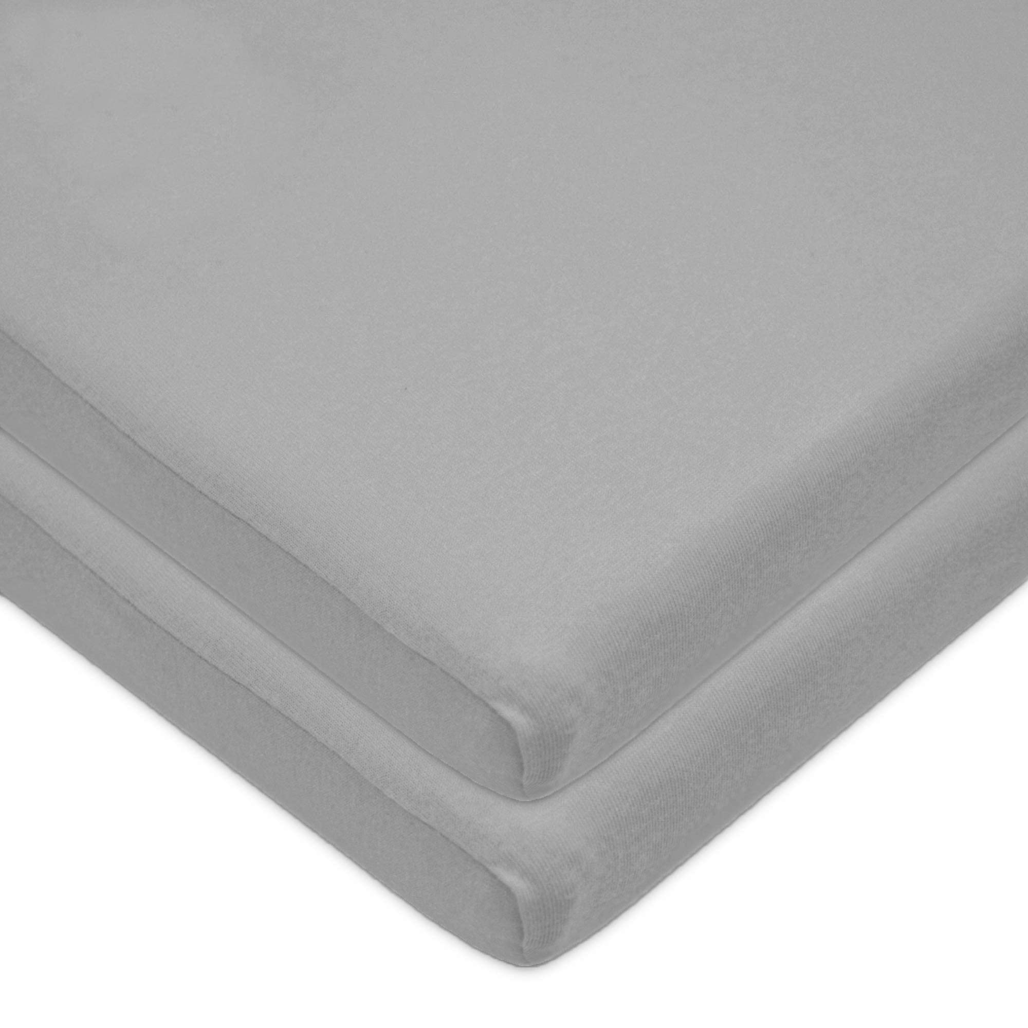 American Baby Company 2 Pack 100% Natural Cotton Value Jersey Knit Fitted Bassinet Sheet, Grau, Soft Breathable, for Boys and Girls
