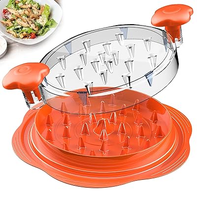 Chicken Shredder Large Chicken Breast Shredder Tool Twist with Brush&Fork, Visible Meat Shredder Machine, Strong Anti-Slip Strip, Ergonomic Handle, BPA Free, Suitable for Pork Beef Chicken