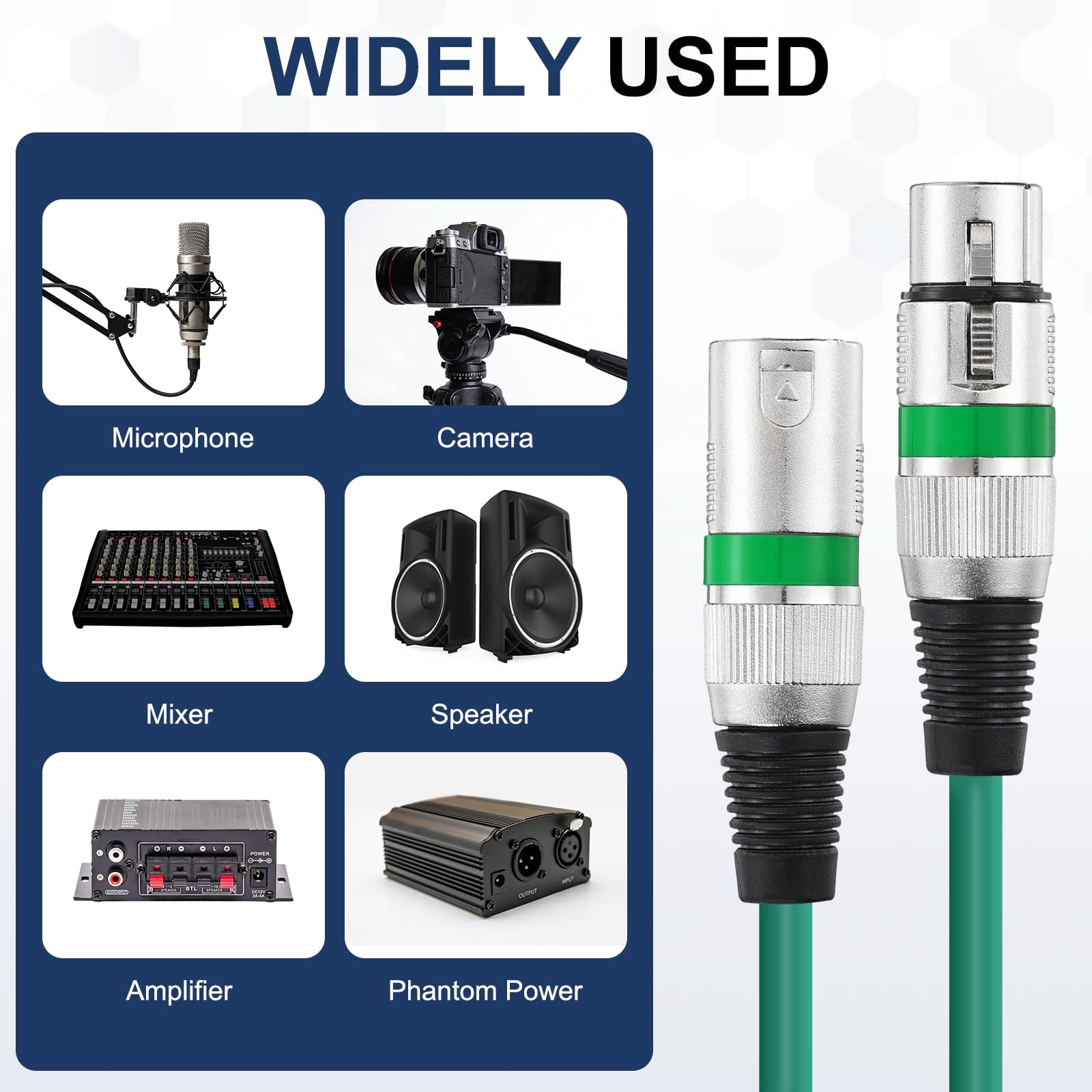 QUARKZMAN 6 Pcs Cables XLR 6.5 Ft Cable De Micrófono XLR Macho A Hembra 3 Pines Accesorios De Micrófono Balanceado Parche Altavoz Para Estudios De Grabación En Viviente Mezclador