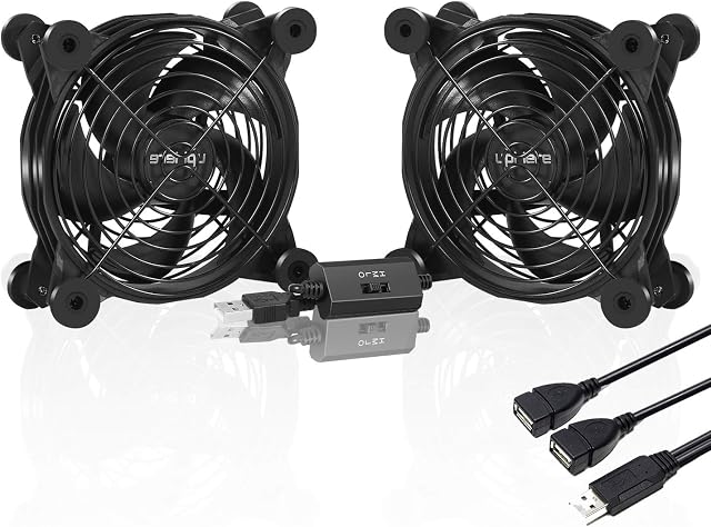 upHere 120mm Fan USB Powered Fans Quiet computer cooling 5v Fan with 3 Speed Control Compatible for PC/Xbox/Playstation/TV Box,etc.,U1204