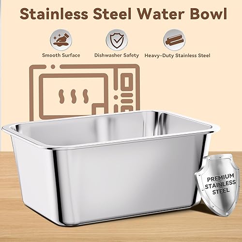 Miniatura 7 de Cuenco de agua para perros de 10 L, 2.6 galones de acero inoxidable sin salpicaduras, cuenco grande de agua para perros con alfombrilla de silicona