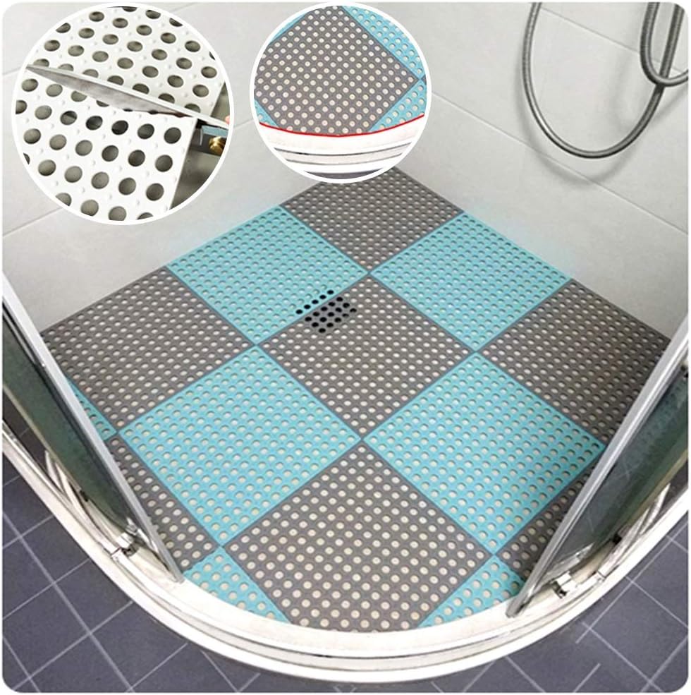 Bathroom Non-Slip Mat Anti-Fall Shower Room Foot Pad Large Hand Washing Bathroom Carpet WC Waterproof Mat, 30x30cm, 1cm Thick ALGFree (Color : C, Size : 8PCS)