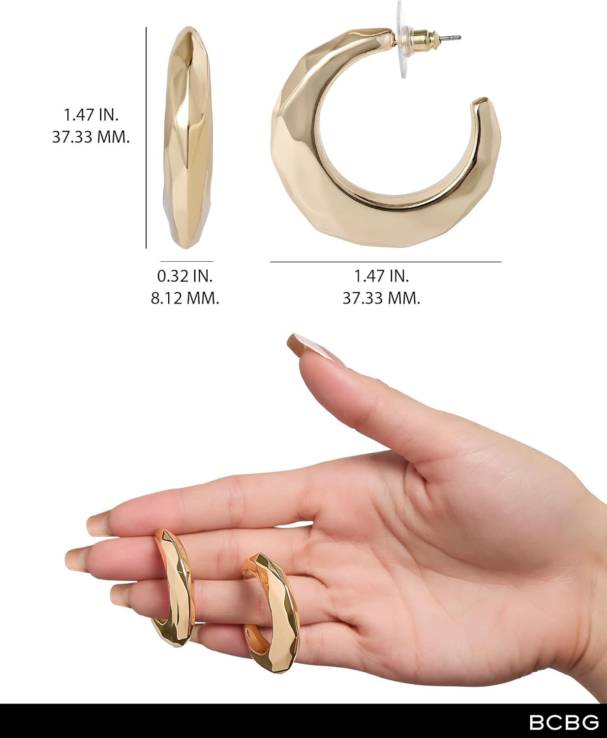 BCBG Gold-Tone Hoop and Drop Earrings for Women, Elegant Valentines Earrings for Women, Modern Jewelry - Image 4