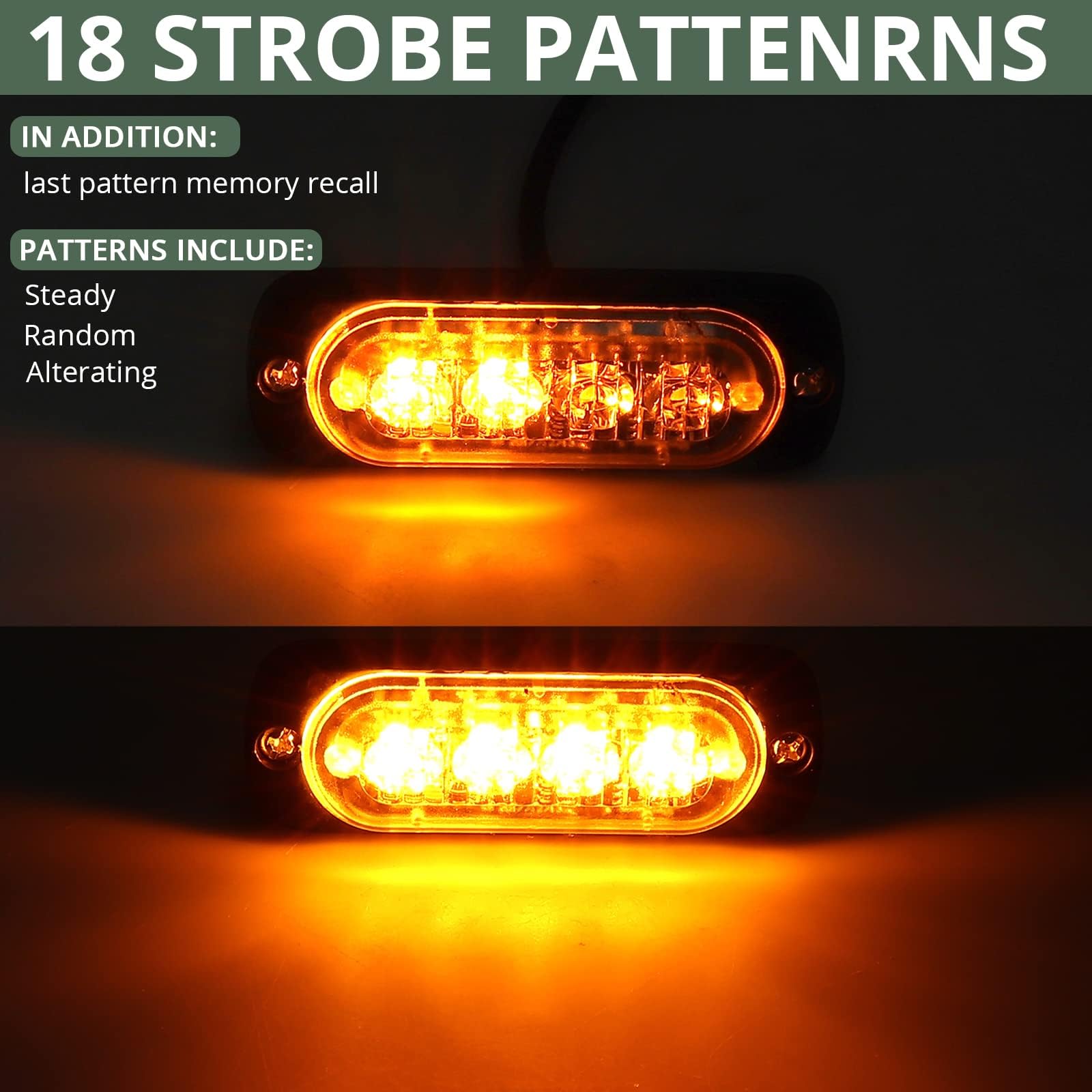 EYPINS 4 X 4 LED Luce Stroboscopica,Luce di Emergenza,12V/24V,18 Modalità Flash,IP65 Impermeabile,Adatto per Camion,Trattori,Auto,Carrelli Elevatori