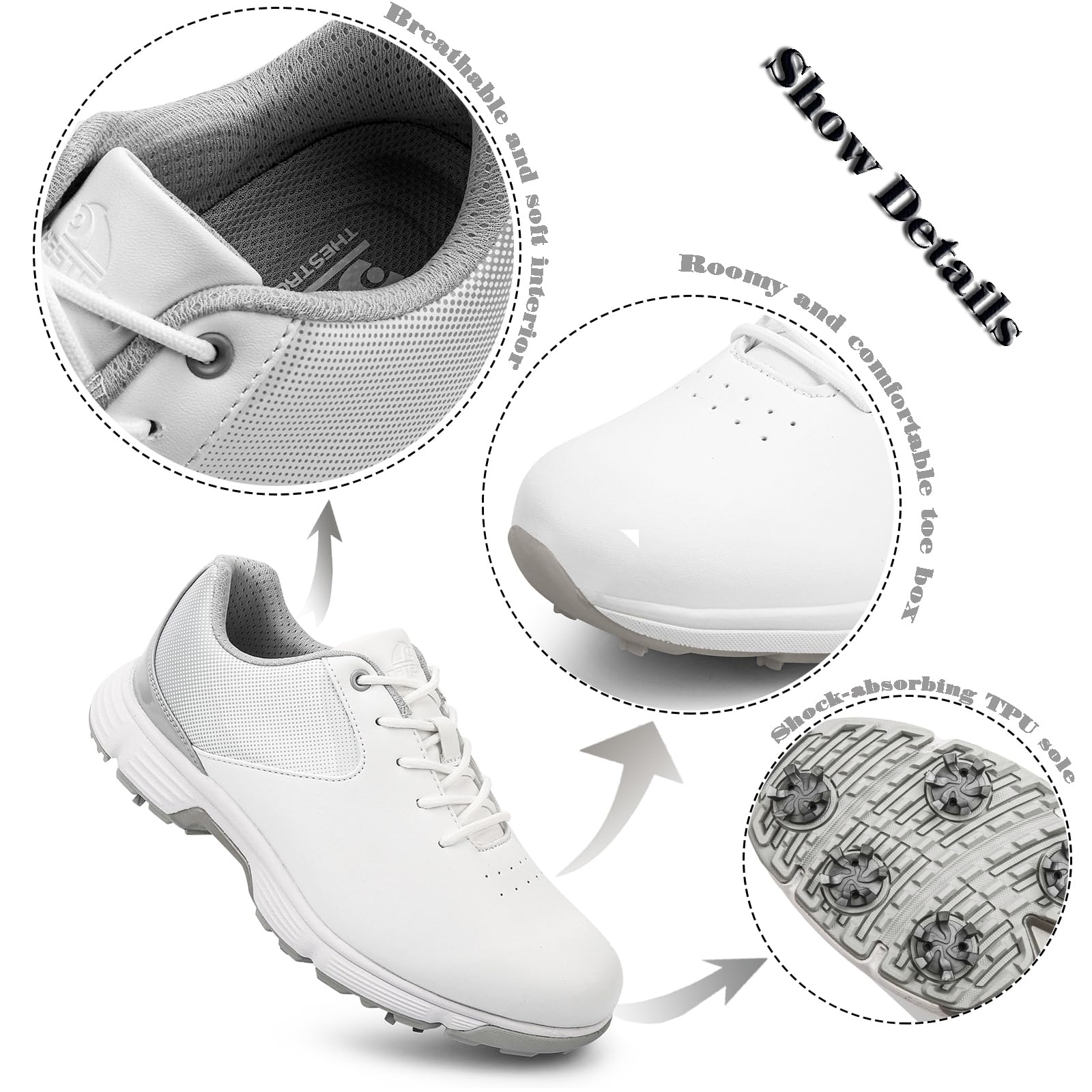Mujer Zapatos De Golf, Impermeables Zapatillas De Golf Ligeras con Pinchos para Niñas, Zapatos De Golf Antideslizantes para Mujer para Entrenar Tallas 36-43