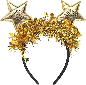 Doneace Happy New Year Headband 2026 New Year Eve Hairbands Glitter Hair Accessories for Women Girls New Years Party Favors