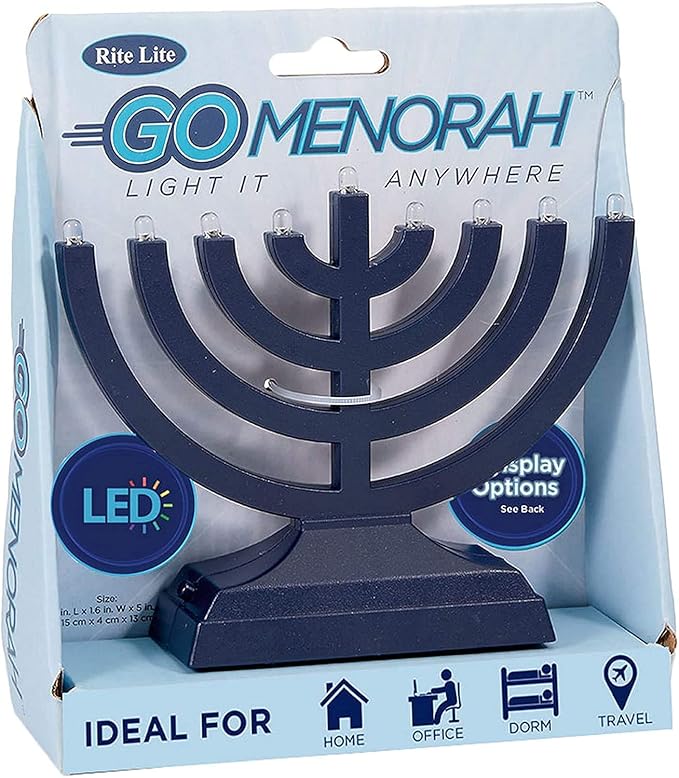 Rite Lite Go Electric LED Chanukah Menorah, 9x2x7, Blue