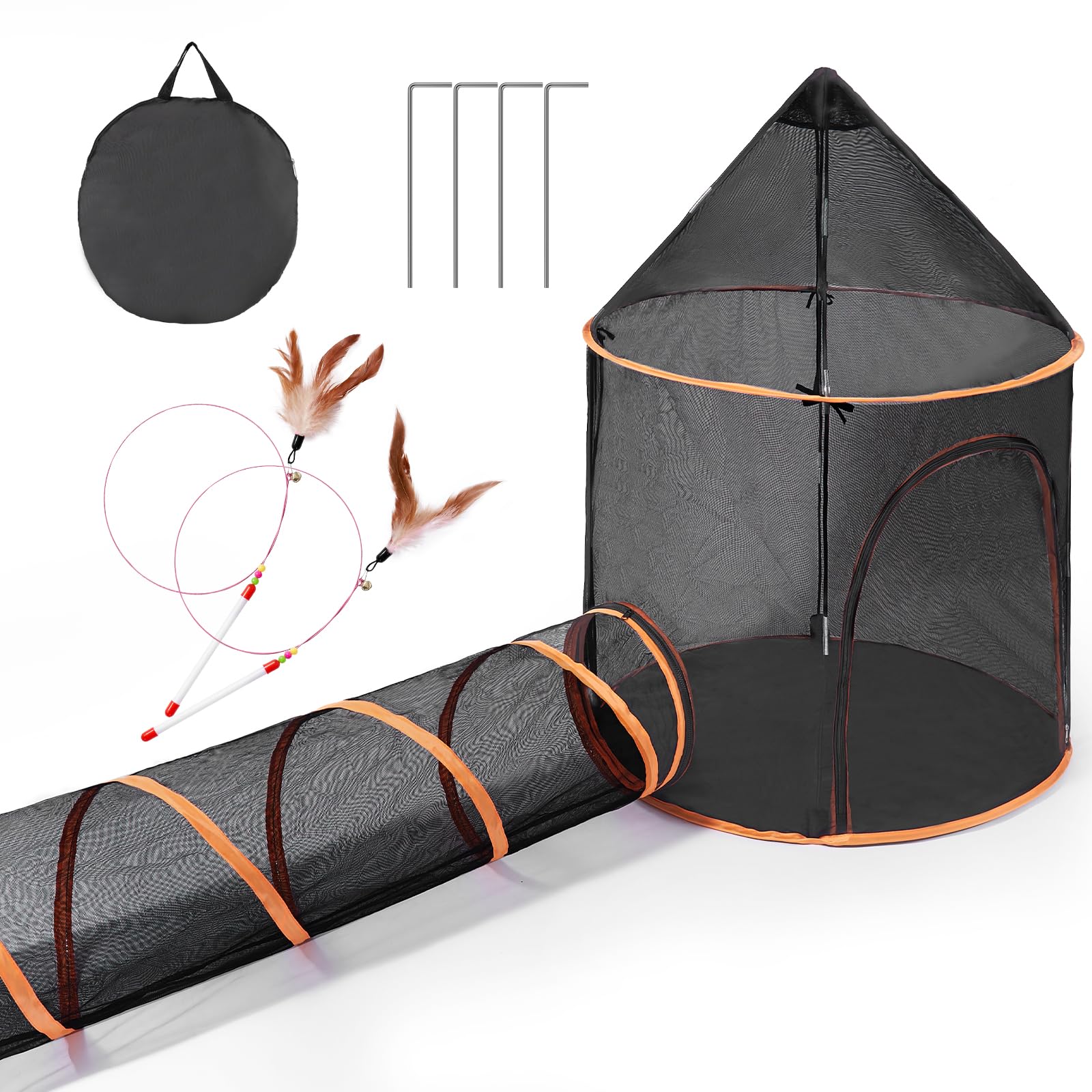 Odoland Cat Tunnel Outdoor Enclosure, Cat Play Tunnels Collapsible Small Animal Playpen Interactive Cat Toy for Indoor, Kitten, Hamster, Guinea Pig, Rabbit, Puppy
