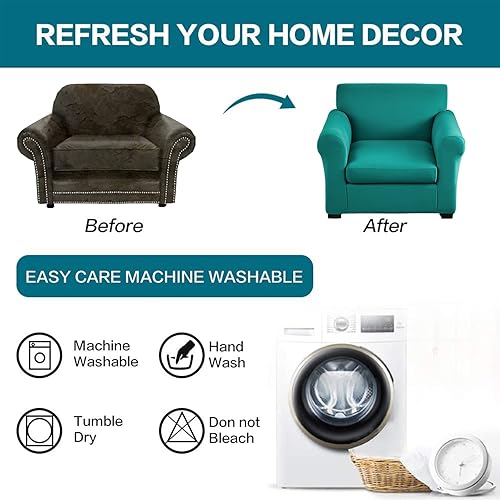 Miniatura 5 de KRFOONN Funda de sofá de 2 piezas con estampado, fundas elásticas para sillón, protector de muebles con parte inferior elástica para sala (Sillón,