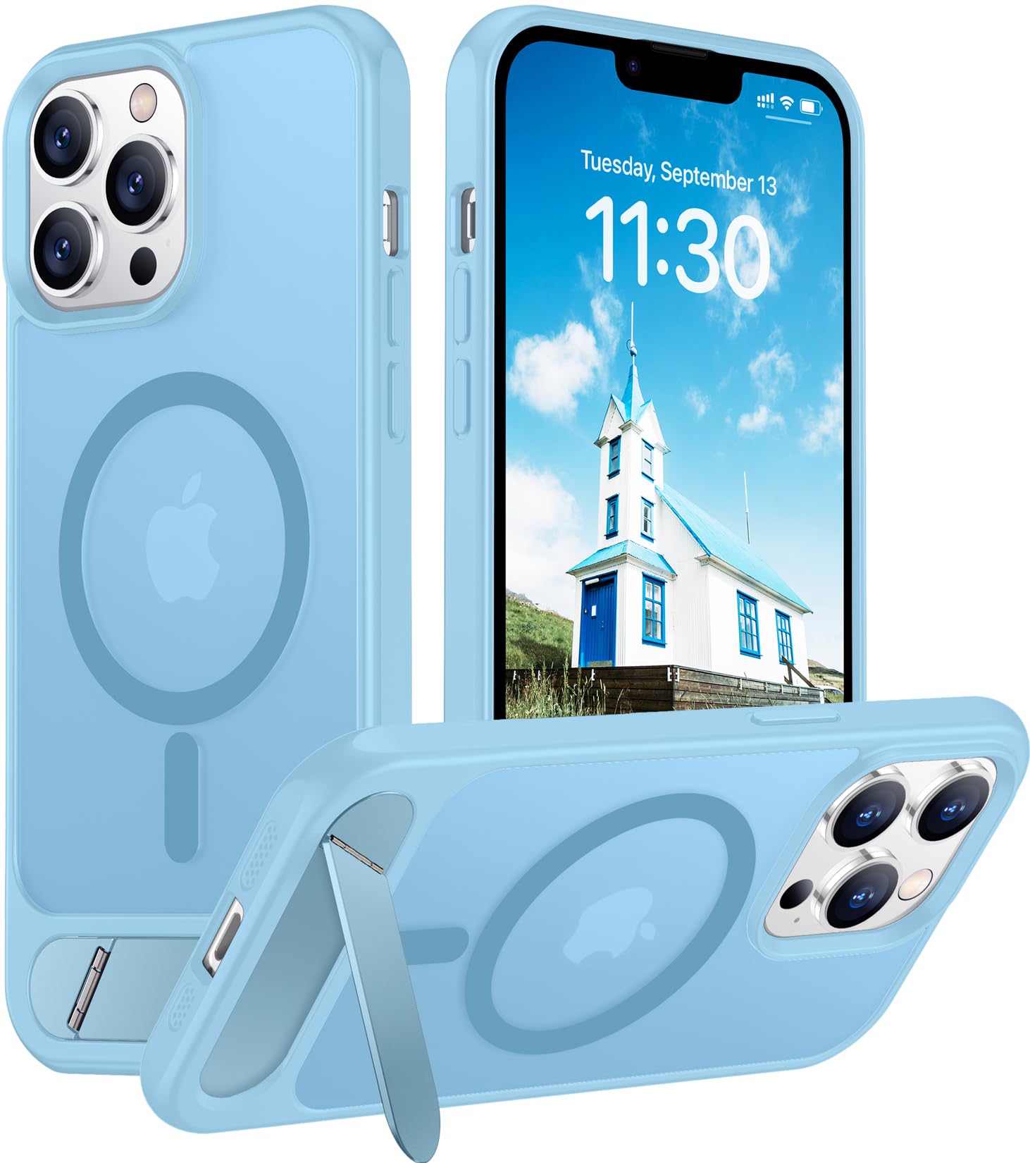 Temdan Magnetic Compatible with iPhone 13 Pro Max Case, [Built-in Invisible Kickstand][Compatible with MagSafe] [Military Grade Shockproof] Slim Translucent Matte Phone Case for iPhone 13 Pro Max 6.7"