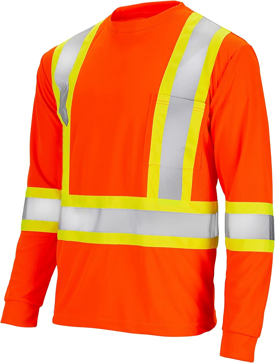 JORESTECH Safety Long Sleeve Work T Shirt Reflective X in Back for High Visibility, ANSI and CSA Compliant, 5 Pack