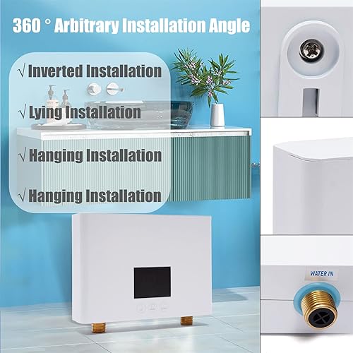 Miniatura 4 de Mini calentador de agua eléctrico sin tanque calentador de agua caliente instantáneo sin tanque con pantalla LCD, calentador de agua caliente