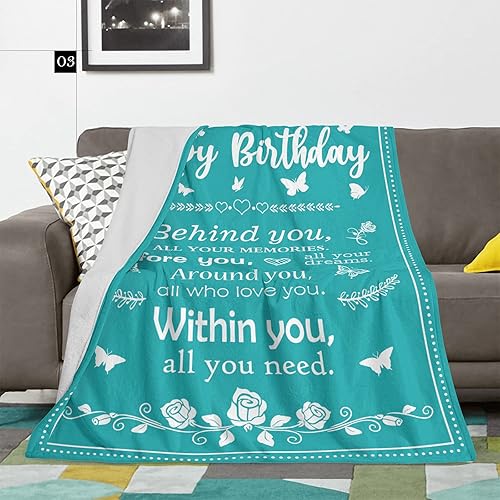 Miniatura 4 de Regalos de cumpleaños para mujereshombresellaélniñas, manta verde de 60 x 50 pulgadas, decoraciones de feliz cumpleaños para mujereshombres, regalos