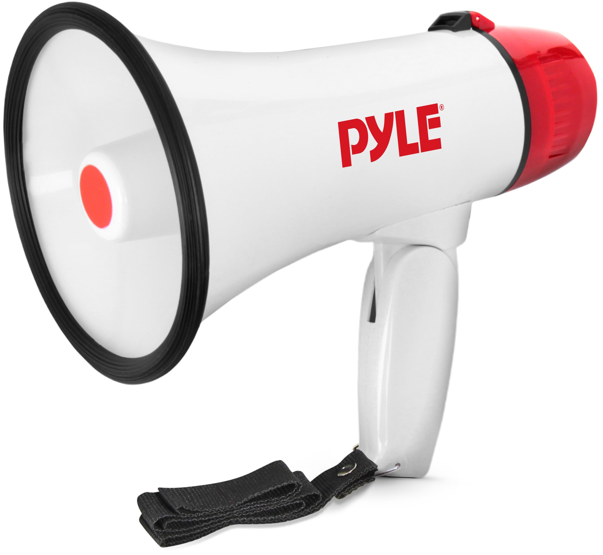 PYLE PYLE Pyle Compact & Portable With Siren Alarm Mode Adjustable Volume Control, 20 Watt Megaphone Speaker, White, S