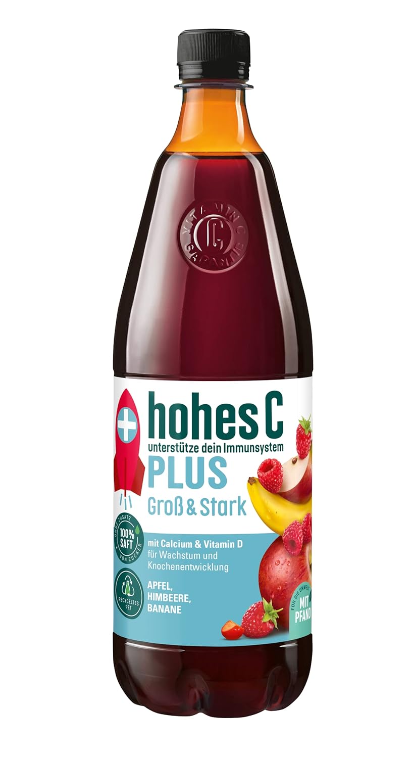 Hohes C Saft In Der Schwangerschaft hohes C PLUS Groß & Stark (1 x 1l), 100% Saft, Apfel, Himbeere, Banane