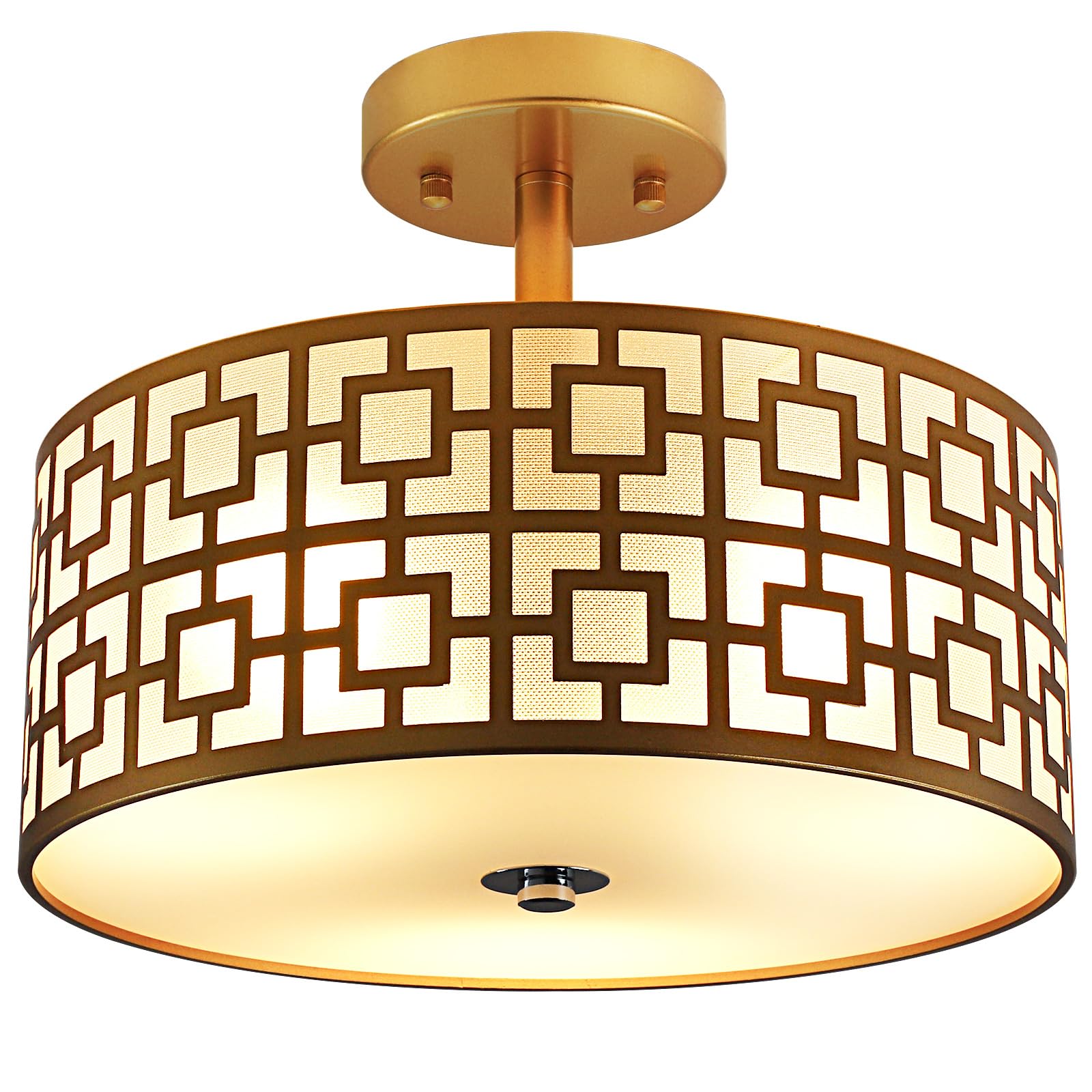 DLLT Flush Mount Ceiling Light Modern 3-Light Semi Flush Mount Light Fixture - Drum Kitchen Lighting Fixture for