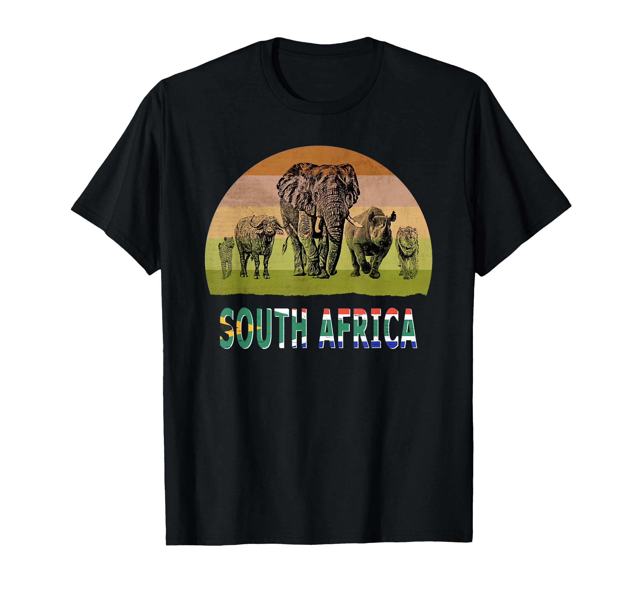 Big Five Retro Sunset Design for South Africa Safari T-Shirt