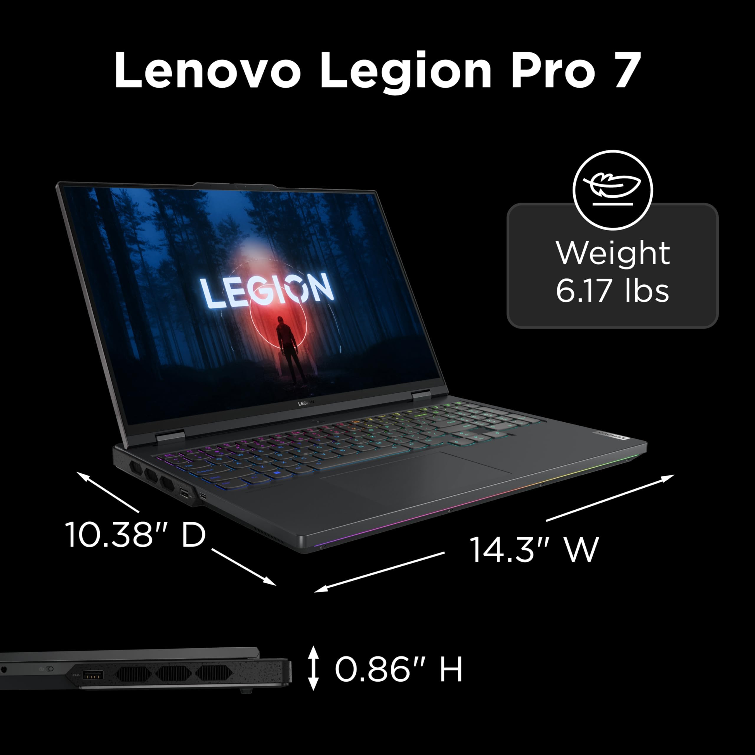 Lenovo Legion Pro 7 Gaming Laptop, NVIDIA® GeForce RTX™ 4080 12GB GDDR6, 16” WQXGA Display, AMD Ryzen 9 7945HX, 32GB RAM, 1TB SSD, 2560x1600 px, Windows 11, Onyx Grey
