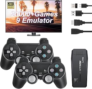 Wireless Retro Game Console,Retro Game Console,Retro Game Stick,Plug & Play Video TV Game Stick Within 20000+ Games, 4K HDMI Output, and 2.4GHz Wireless Dual Controller for TV Plug(64G)
