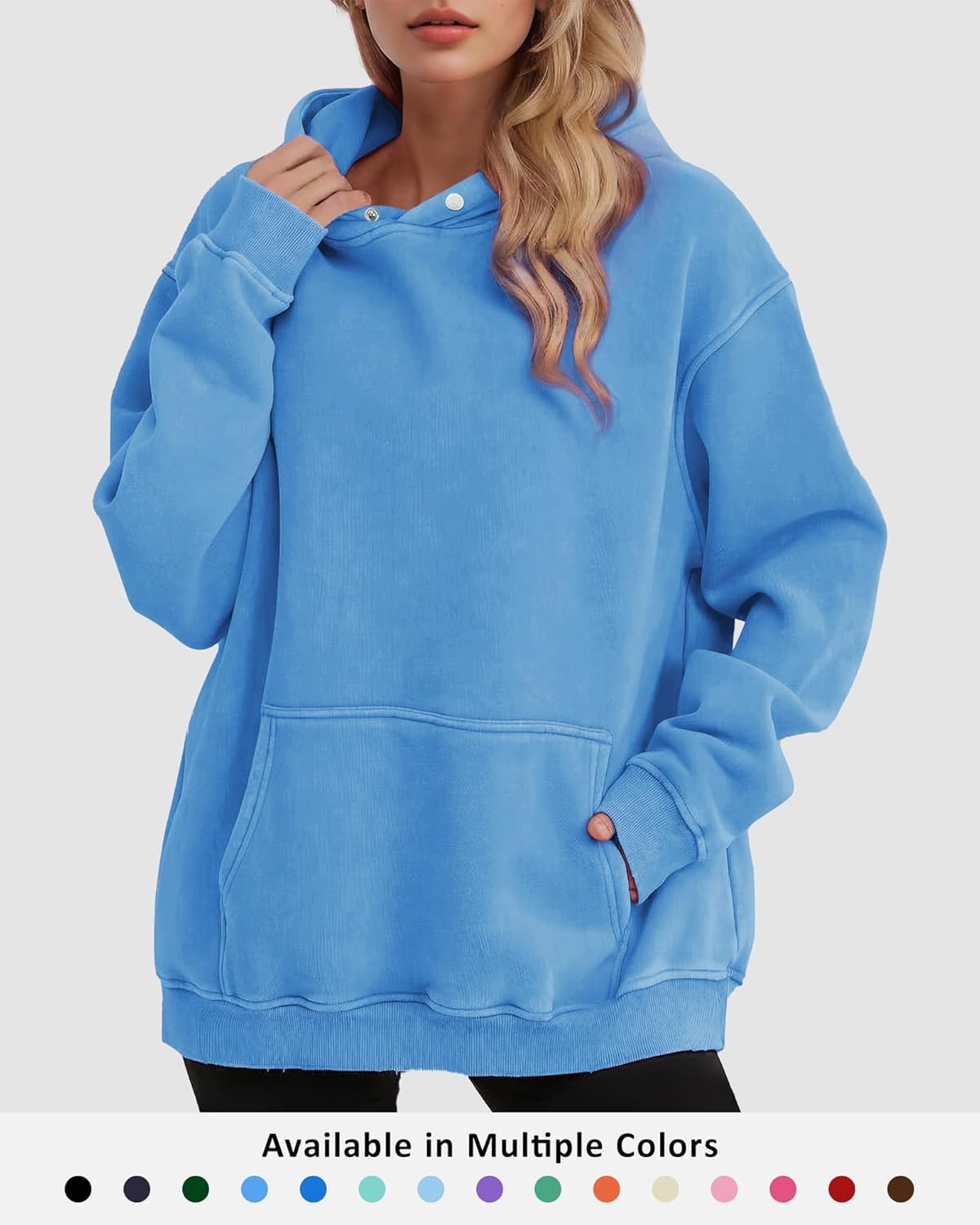 MY'S Womens Oversized Acid Wash Hoodie, Heavyweight Vintage Pullover, Fleece Cotton Sweatshirt for Couples, Unisex Streetwear - Image 2