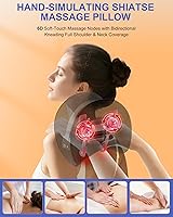 Vista 3 de Almohada masajeadora de cuello con calor, masaje shiatsu de espalda y hombros con amasado de tejido profundo, dispositivo de tracción cervical