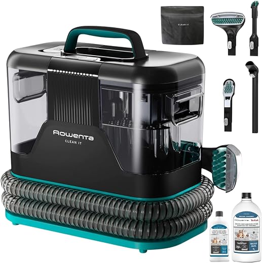 🚫 [CADUCADO] 🔥 Rowenta Clean It Upholstery Vacuum Cleaner + 2 Bottles of Pet Cleaning Solution (250 ml + 1 L), Quick Clean Spills and Stains, Pet Dirt, 750W Power, IN5020F0MAN