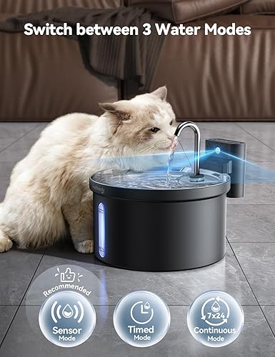 Miniatura 3 de Fuente de agua inalámbrica para gatos separación de agua y batería FEELNEEDY Fuente para gatos de 4000 mAh, fuente inalámbrica para mascotas con