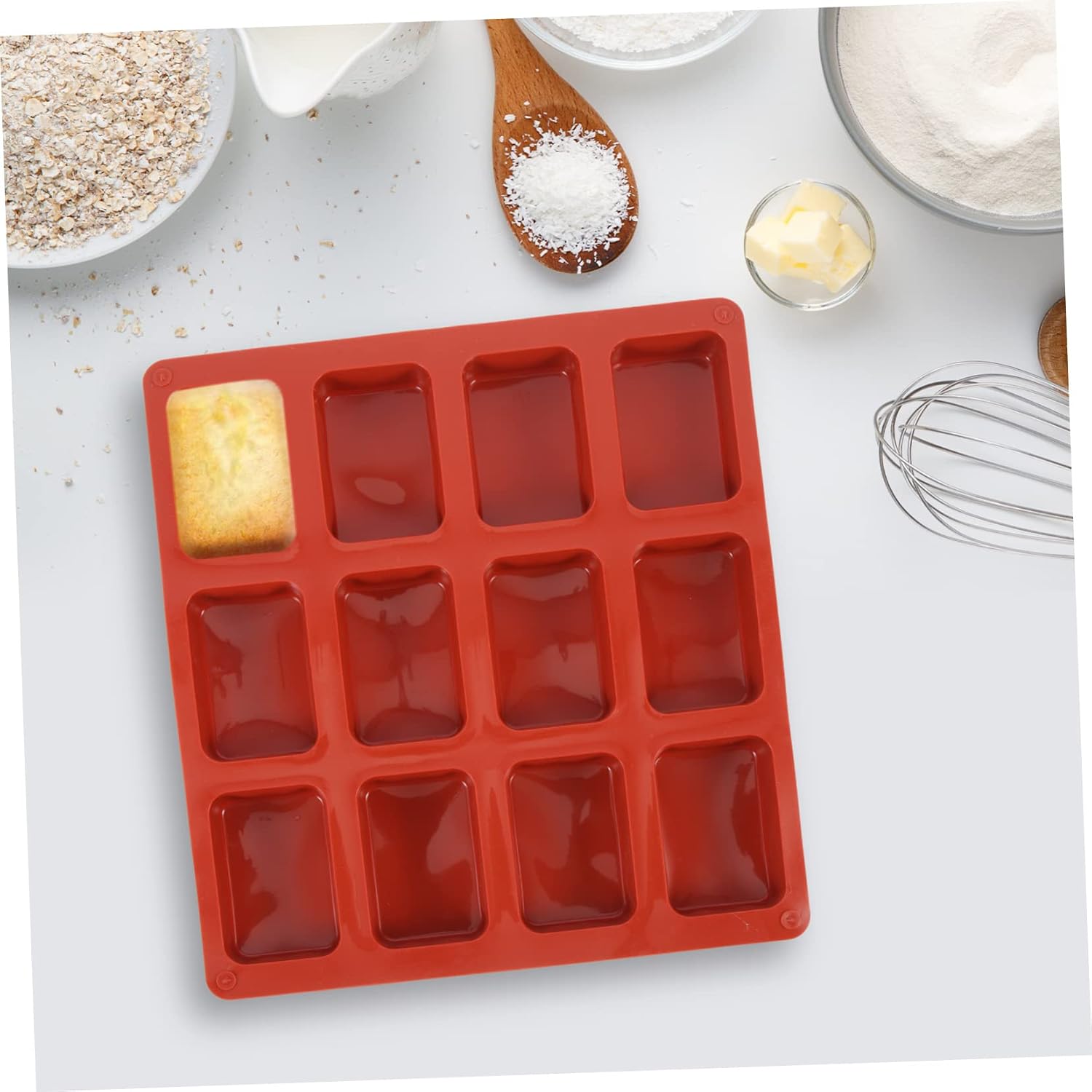 VOSAREA 2Pcs Non Stick Silicone Mini Loaf Mold for Baking for Cakes Cheesecakes and Desserts Bakery Supply for Home Kitchen and Restaurant Use Brick