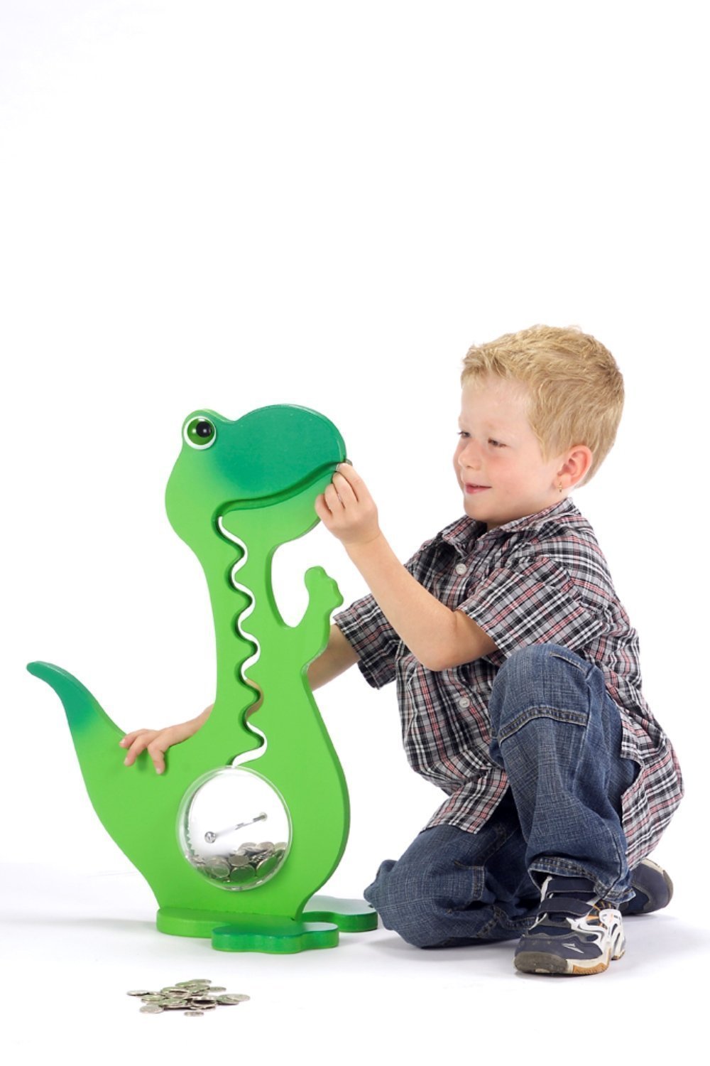 Dinosaur Piggy Bank for Kids – Large 50cm Coin Money Box – Fun Educational Savings Bank & Room Décor – Holds Up to 1000 Coins – Green Dino Money Bank Gift