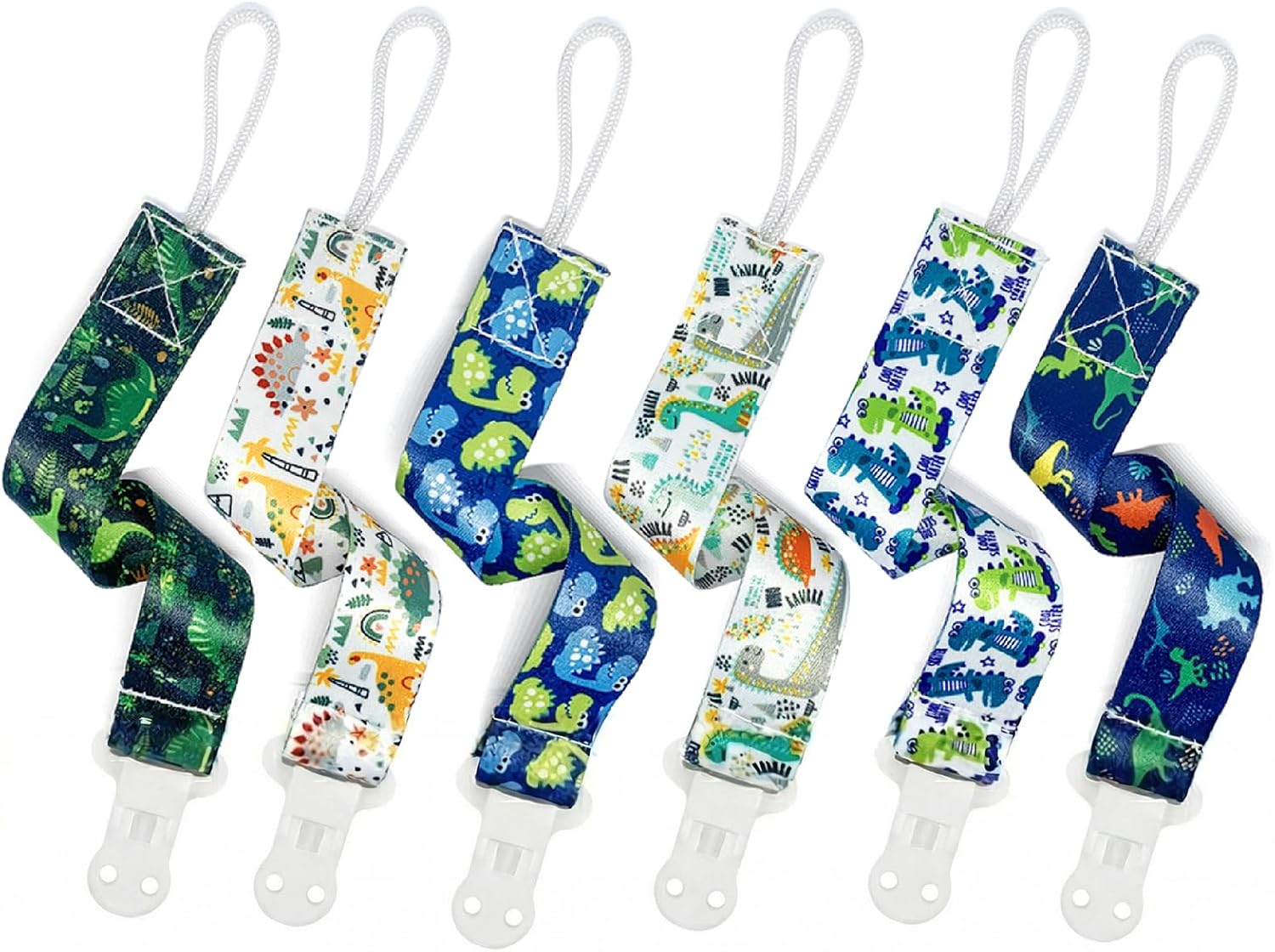PandaEar Baby Pacifier Clips, 6 Pack Universal Holder Leash for Boys and Girls, Teething Toys Teethers