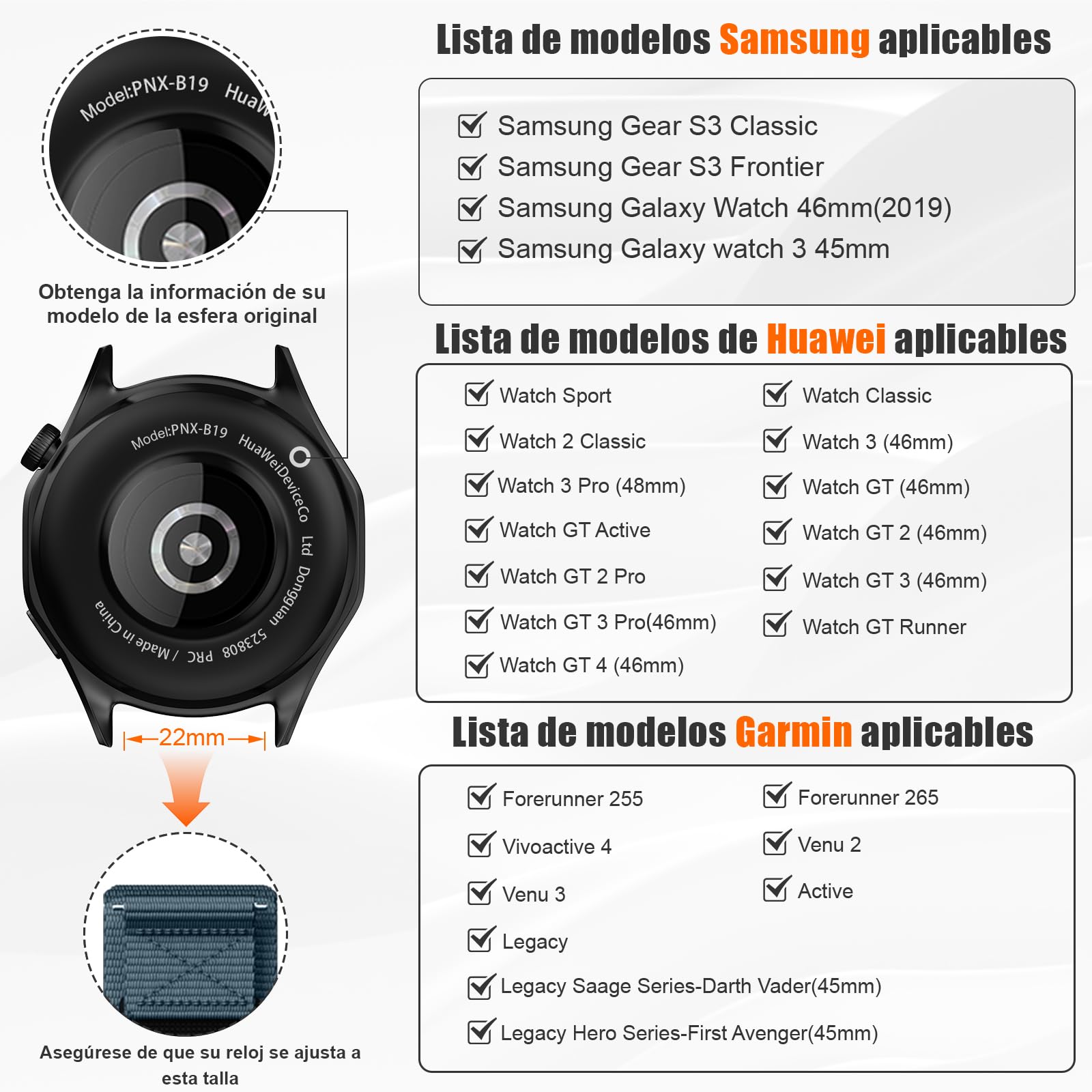 NotoCity Correa para Huawei Watch GT2/3/4/5/Pro 46mm/GT Runner, 22mm Nylon Banda para Samsung Galaxy Watch 3 45mm/Galaxy Watch 46mm/Gear S3 Classic — view 2