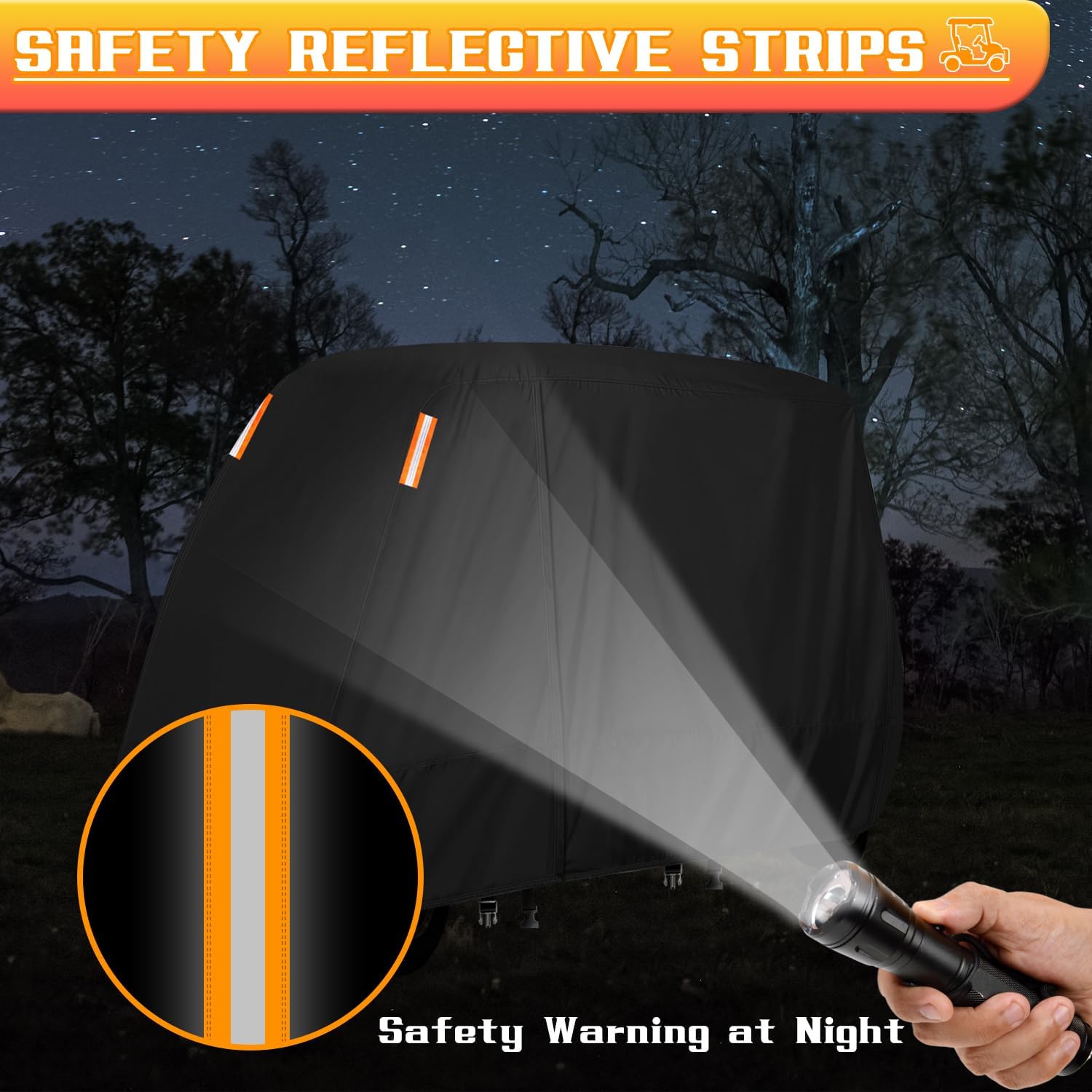 Golf Cart Cover 2/4 Passenger,Waterproof Outdoor Golf Cart Covers Extended Roof Heavy Duty Weatherproof Universal Fits for Club Car,EZGO,Yamaha,Cushman, Evolution,Kandi,Tomberlin-115Lx52Wx66H Inch